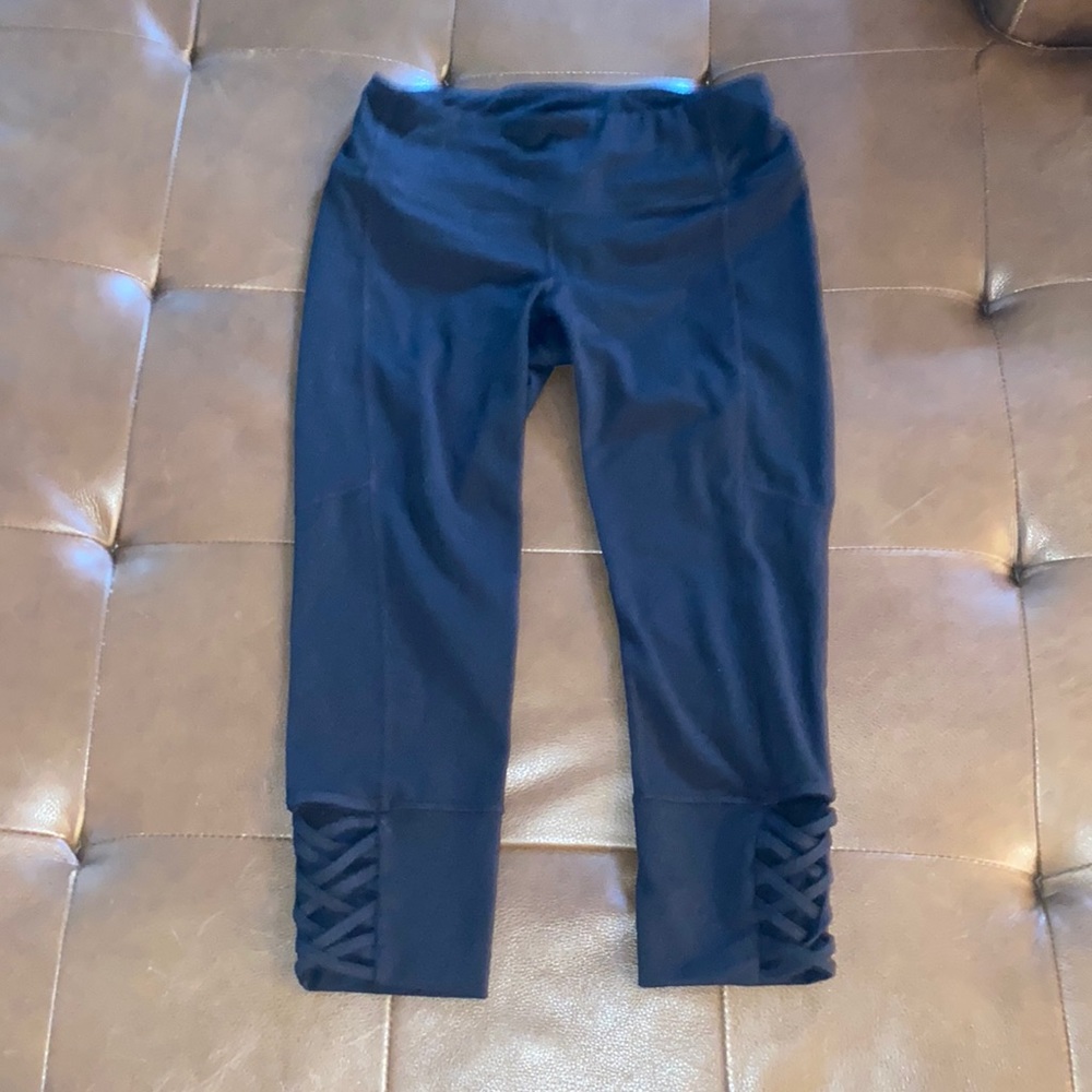 Athleta cropped ballet leggings criss-cross calf detail